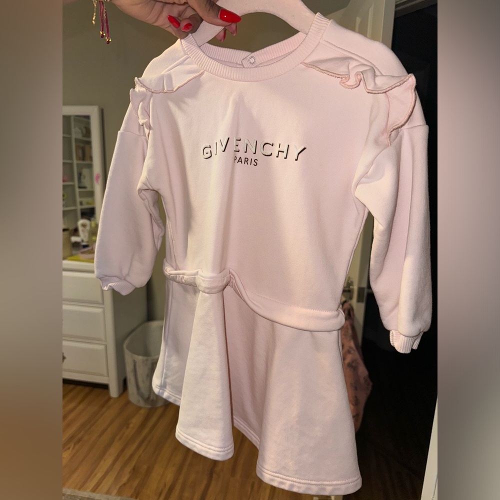 GIVENCHY kids logo-print long-sleeve dress pink